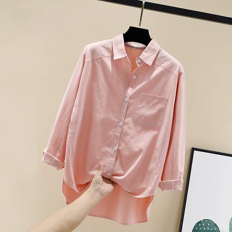 Chemise à col blanc à manches longues pour femmes, chemise à col esthétique, vêtements coréens Y-Chi