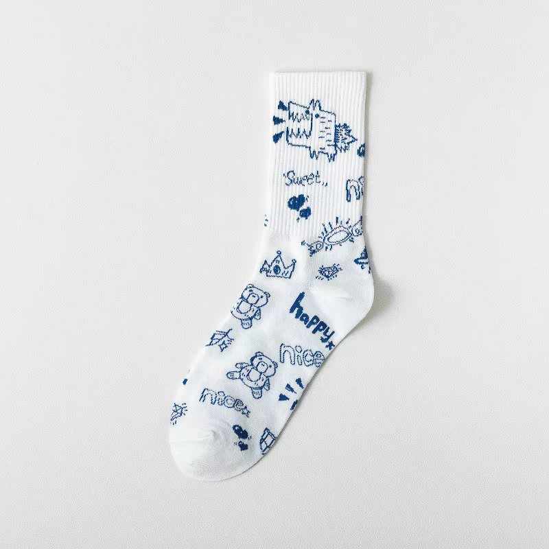 Chaussettes en coton pour femmes, chaussettes mignonnes de dessin animé japonais coréen, noël, ours