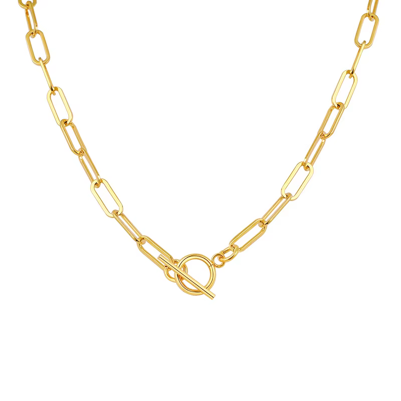 Collier pendentif lettre de l'alphabet en acier inoxydable pour femme, lien trombone, fermoir interd