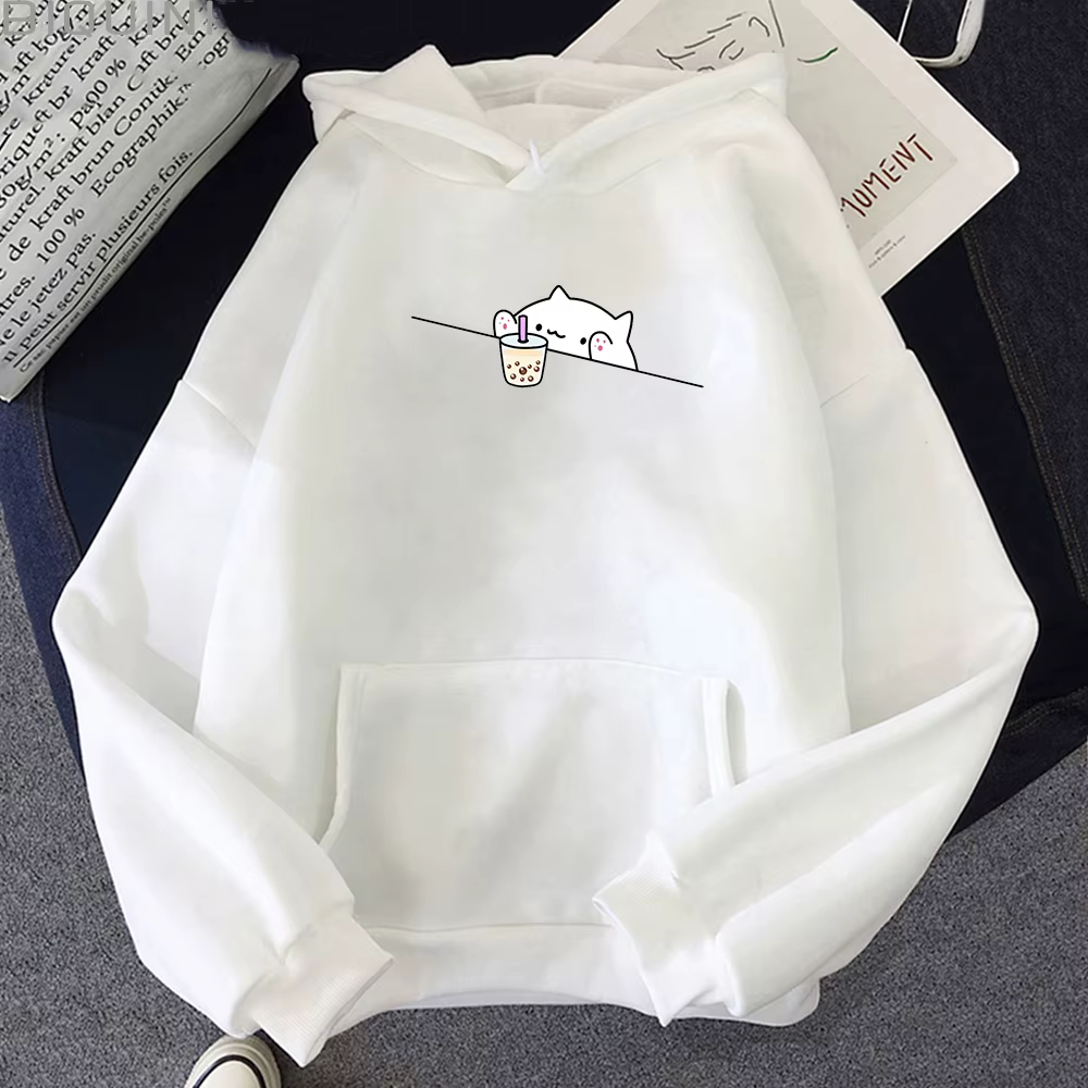 Pulls décontractés College Bubble Tea pour femmes, vêtements à capuche femme dessin animé vintage, s