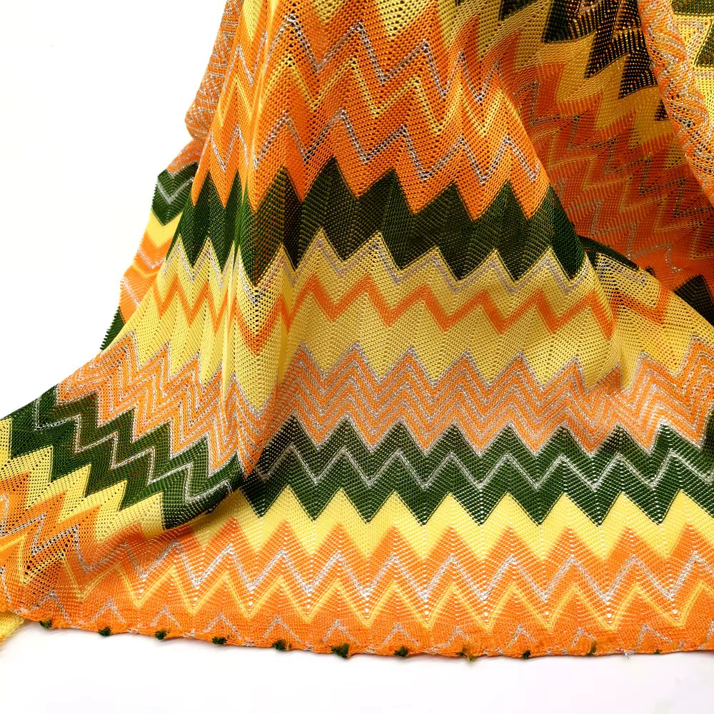 Ogo Lace-Tissu Zig Zag Wave Rayé, Crochet Maille, DIY Fashion Grill, 150cm