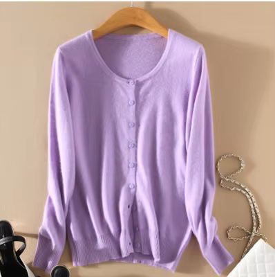 Pull tricoté en cachemire à simple boutonnage pour Femme, Pull-over tricoté en Jersey, décontracté, 