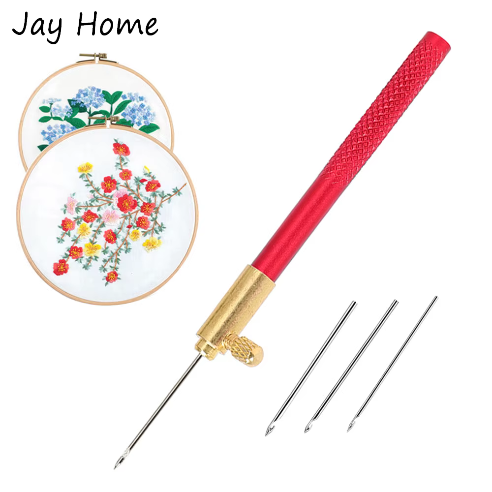 Crochet de Tambour avec Ensemble de 3 Pinces Grosses, Broderie, Perles, Outils de Coutures Française