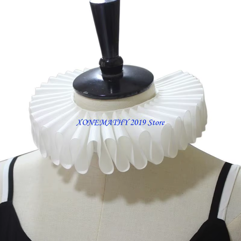 F42F cou col à volants rétro sangle Clown Cosplay couches collier ras du cou écharpe enveloppante Co