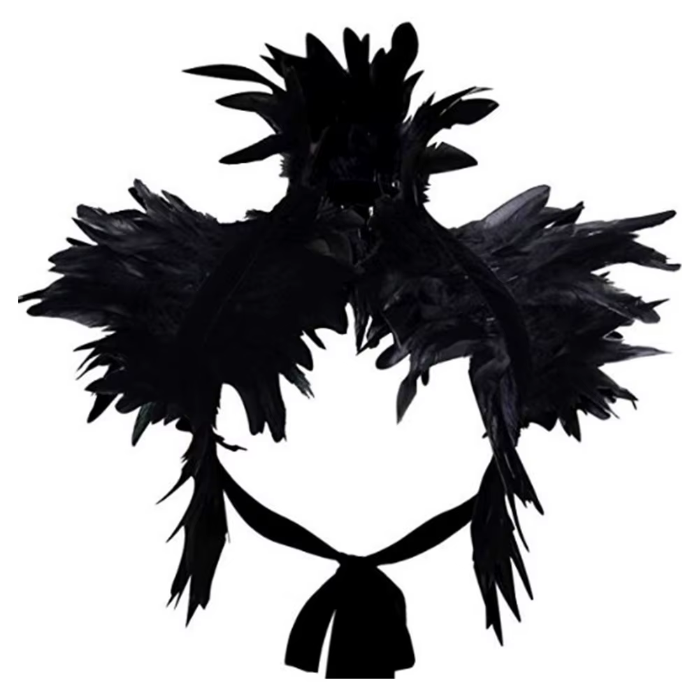 Plume haussement d'épaules châle plume faux col épaule enveloppement Cape col gothique avec attaches