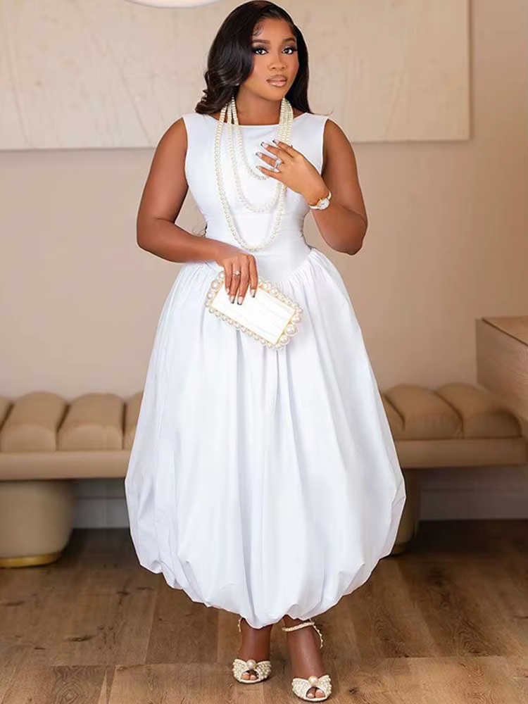 Robes sans manches pour femmes, taille haute, Corset d'été, longue, décontractée, mode, blanche, élé