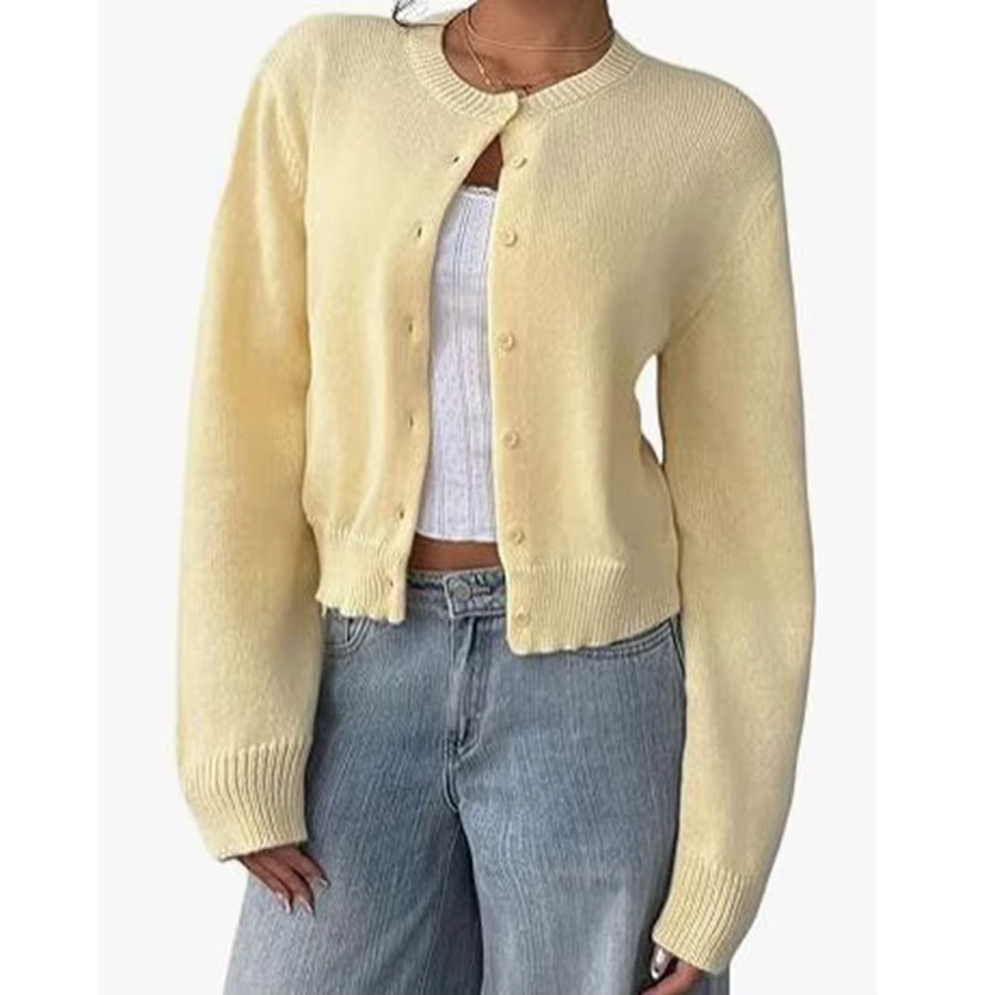 Cardigan classique Chic ouvert sur le devant pour femmes, Streetwear basique, boutons, manches longu