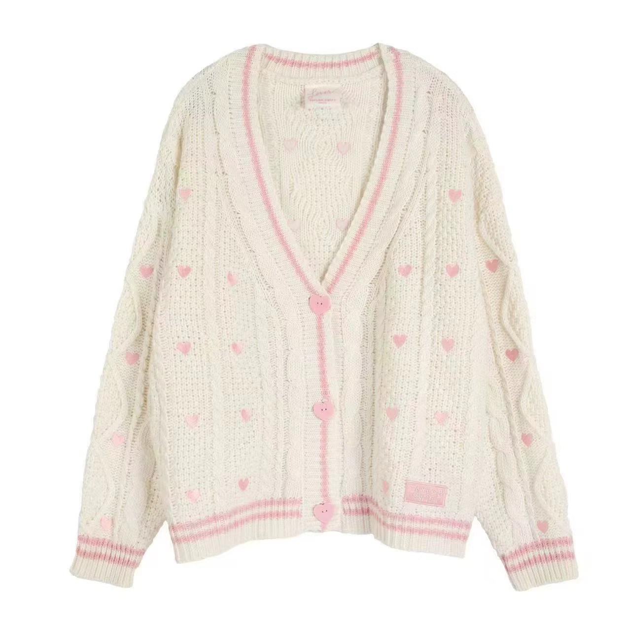 Cardigan de Taylor, cadeau de la Saint-Valentin, rose, tricoté, style Y2K, décontracté, 096