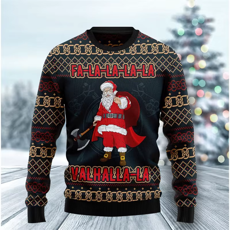 Sweat-shirt de noël pour hommes, humoristique, graphique de père noël, laid, mode automne hiver, imp
