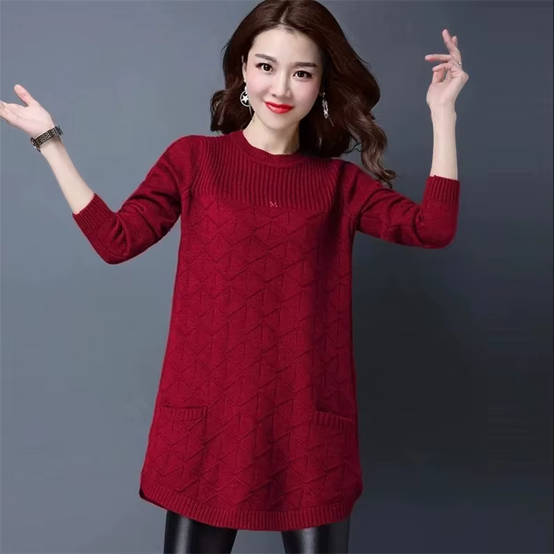 Nouvelles femmes pulls Long tricoté pull grande taille Femme printemps automne robe pull Femme décon
