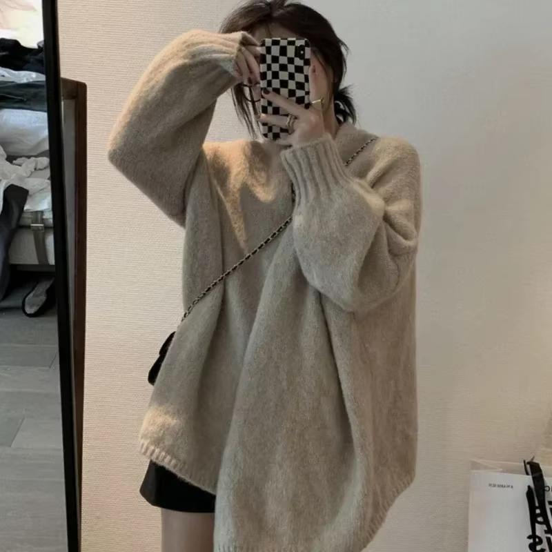Pull femme Cardigan gris hauts en tricot pour femme longue années 90 Vintage automne hiver 2025 pull