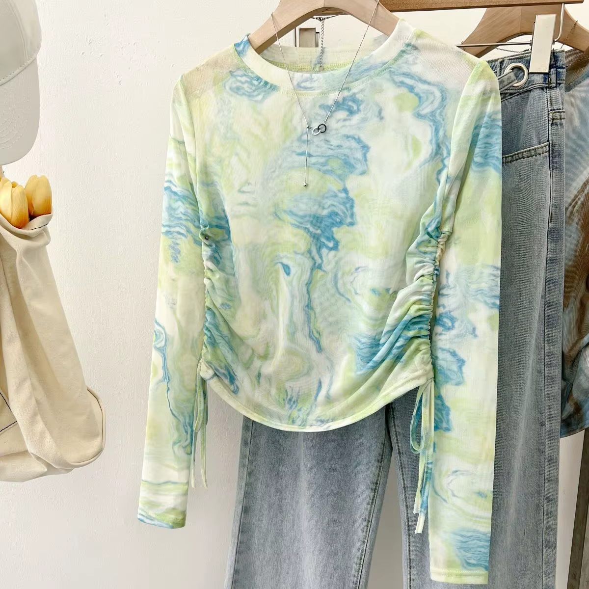 Haut à manches longues en maille de couleur dégradée, chemise de Protection solaire respirante, pull