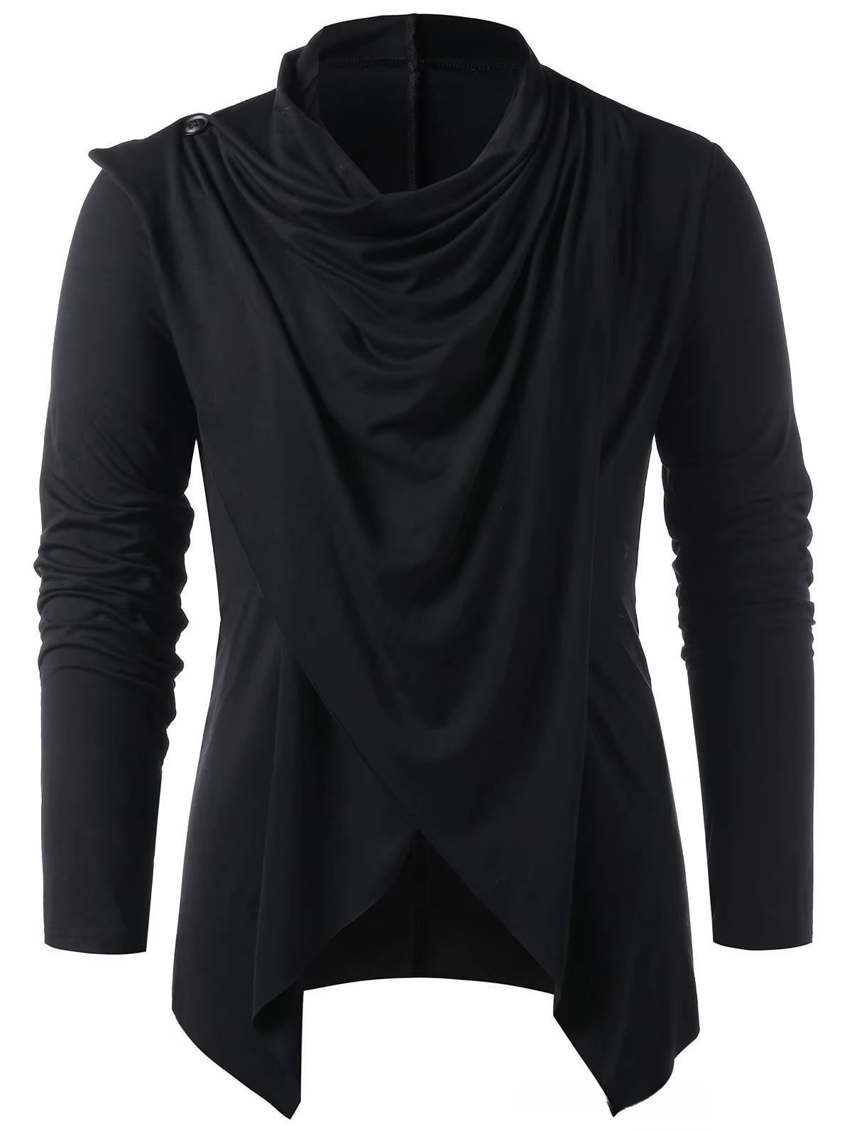 Cardigan superposé asymétrique pour hommes médiévaux, pull tricoté décontracté à manches longues, co