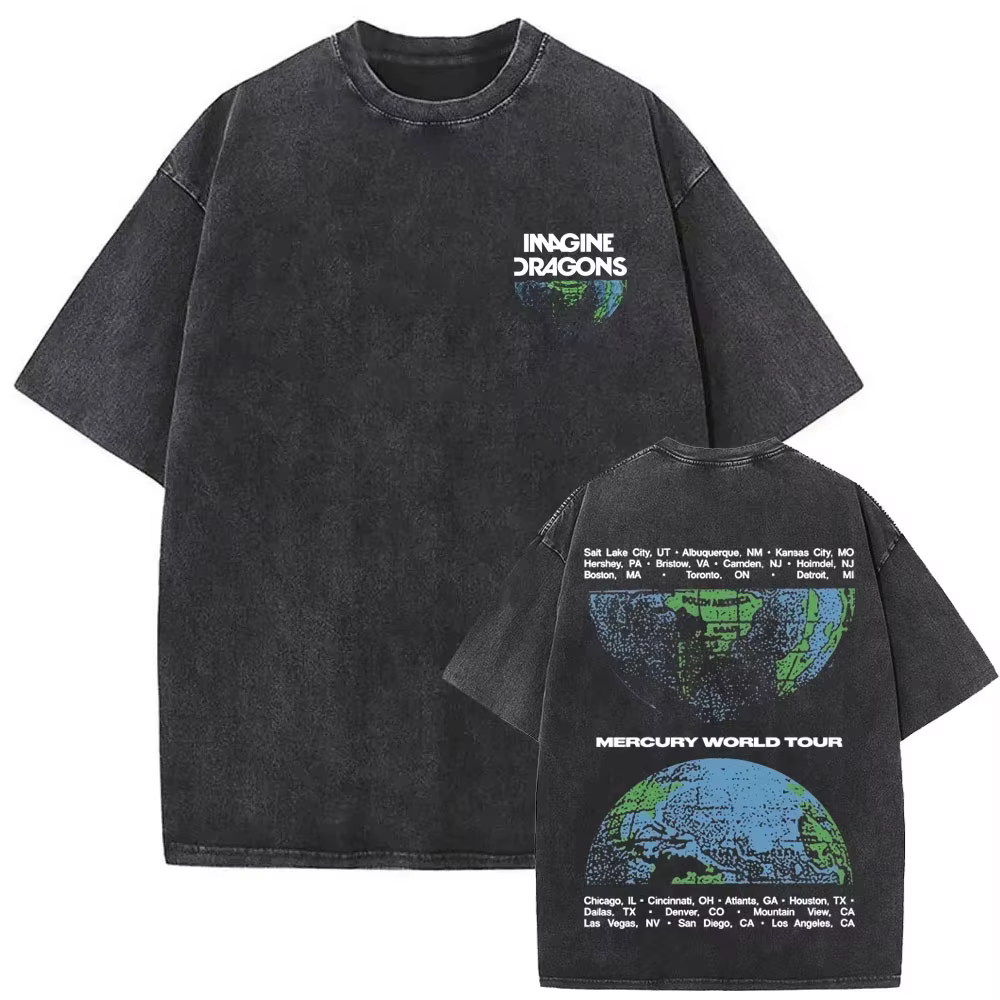T-shirt vintage délavé Imagine Dragons Loom World Tour 2025 pour hommes et femmes, style gothique, s