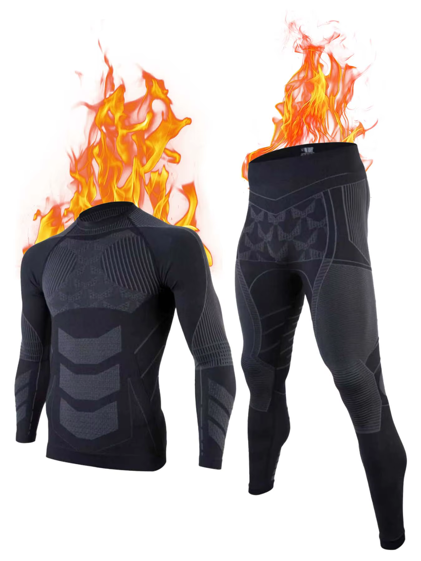 Sous-vêtements thermiques pour hommes, ensemble de survêtement longs avec couche de Base doublée en 