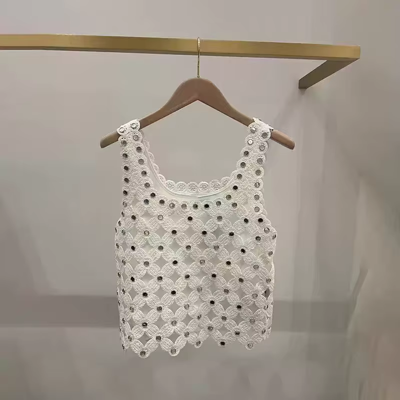 Robe tricotée dos nu pour femme, col rond, sans manches, mini-robe tendance