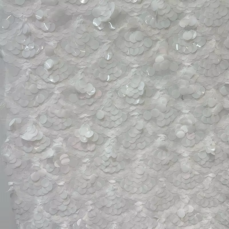 Tissu de Base en maille brodée de paillettes, tissu rond en dentelle à paillettes pour bricolage, ro