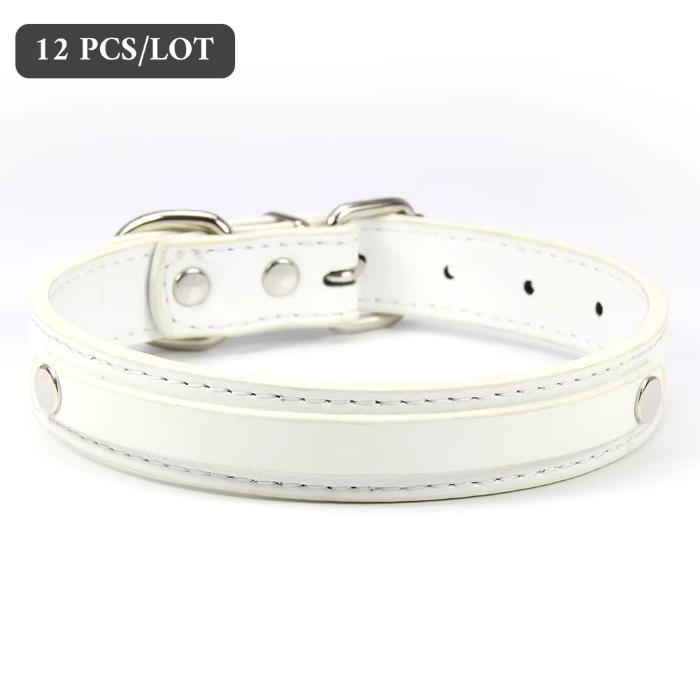 Collier en cuir PU uni pour chien, bricolage, nom, ID, lettres personnalisées, breloques pour chiot,