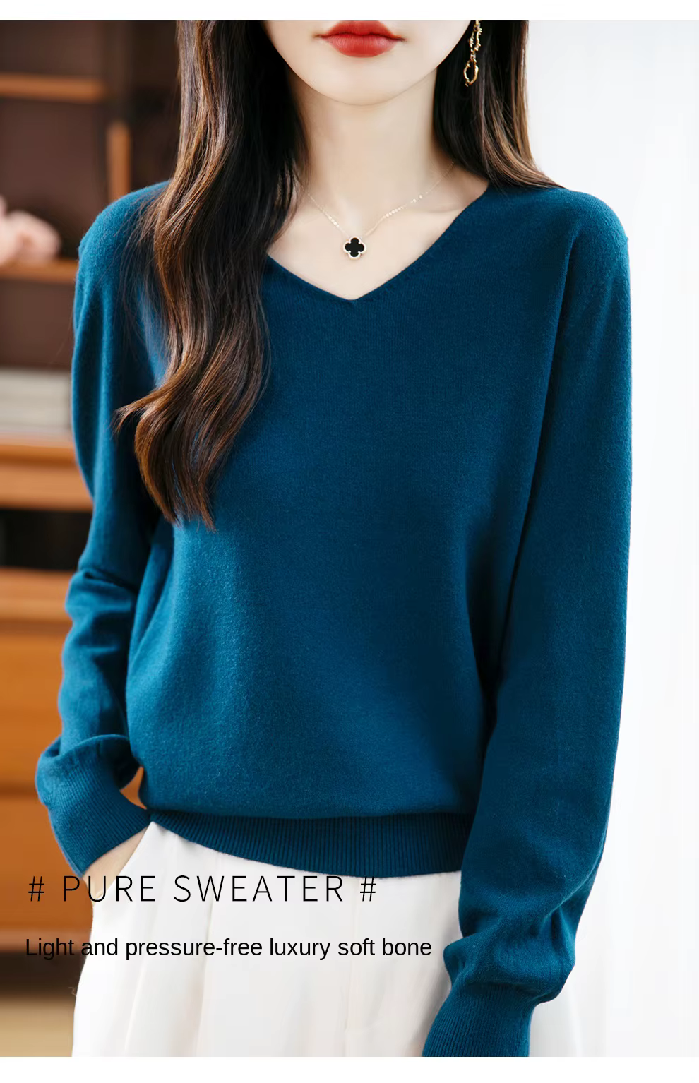 Pull femme col en v automne hiver basique chaud pull décontracté haut élégant printemps 100 Andy vel