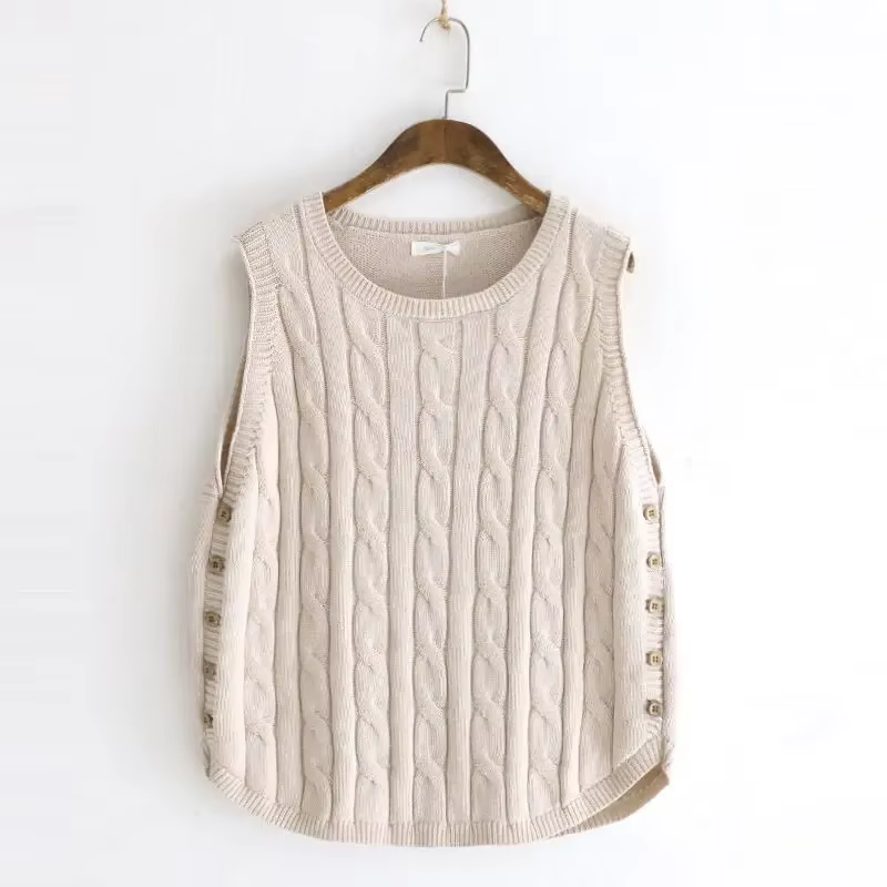 Gilet sans manches pour femmes, pull en tricot solide, vêtements pour jeunes lisses, hauts, Promotio