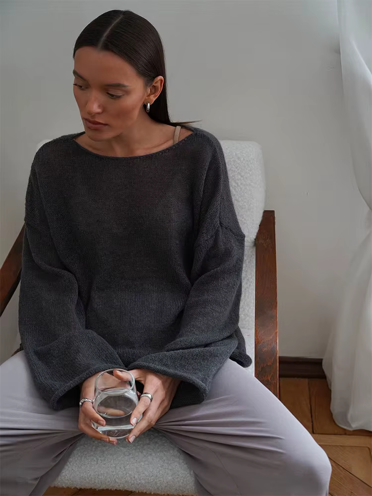 Pull en tricot transparent pour femme, haut à manches longues, pulls confortables, sexy, automne, no