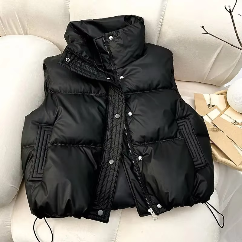 Nouvelle collection 2026 : Gilet matelassé léger et chaud pour femme, sans manches, col montant, ves