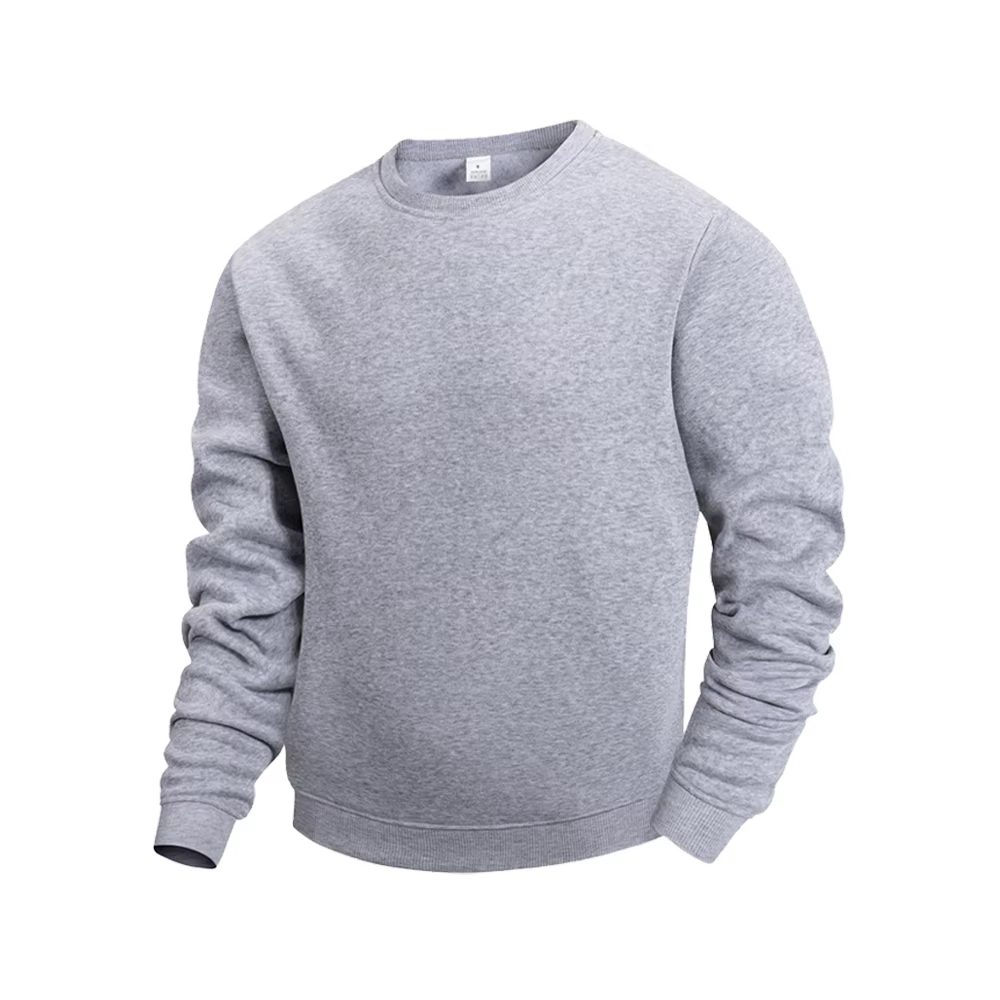 Sweat-shirt à col rond pour hommes, couleur unie, pull décontracté, à la mode, chaud, ample, vêtemen