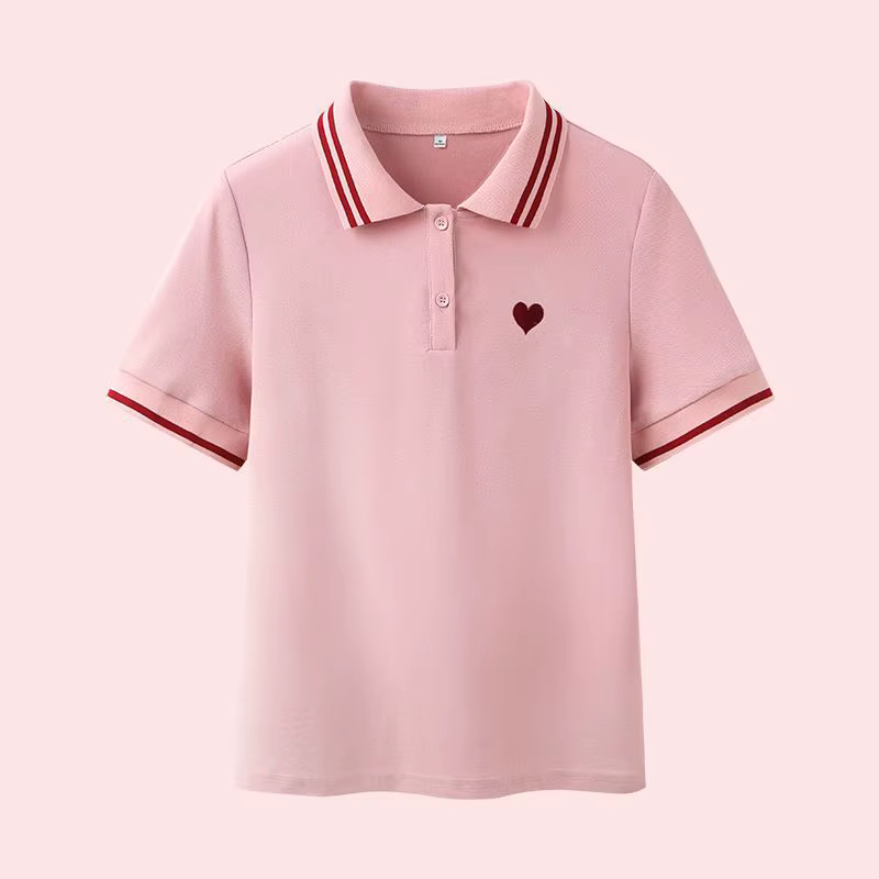 Chemise à col polo pour femme100 ℅ Coton femme T broderie bouton graphique mince coréen vêtements