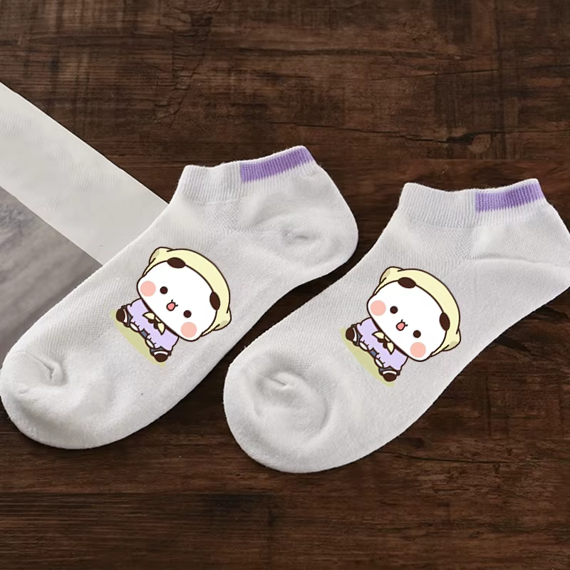 Bubu One Two – Chaussettes de cheville mignonnes à motif d'ours pour hommes et femmes, chaussettes i