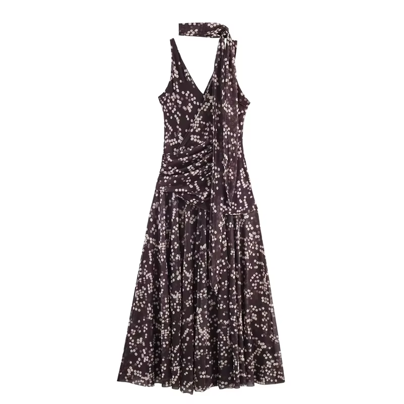 Robe longue pour femme 2026 Nouvelle collection Printemps-Été – Robes en mousseline à pois élégantes