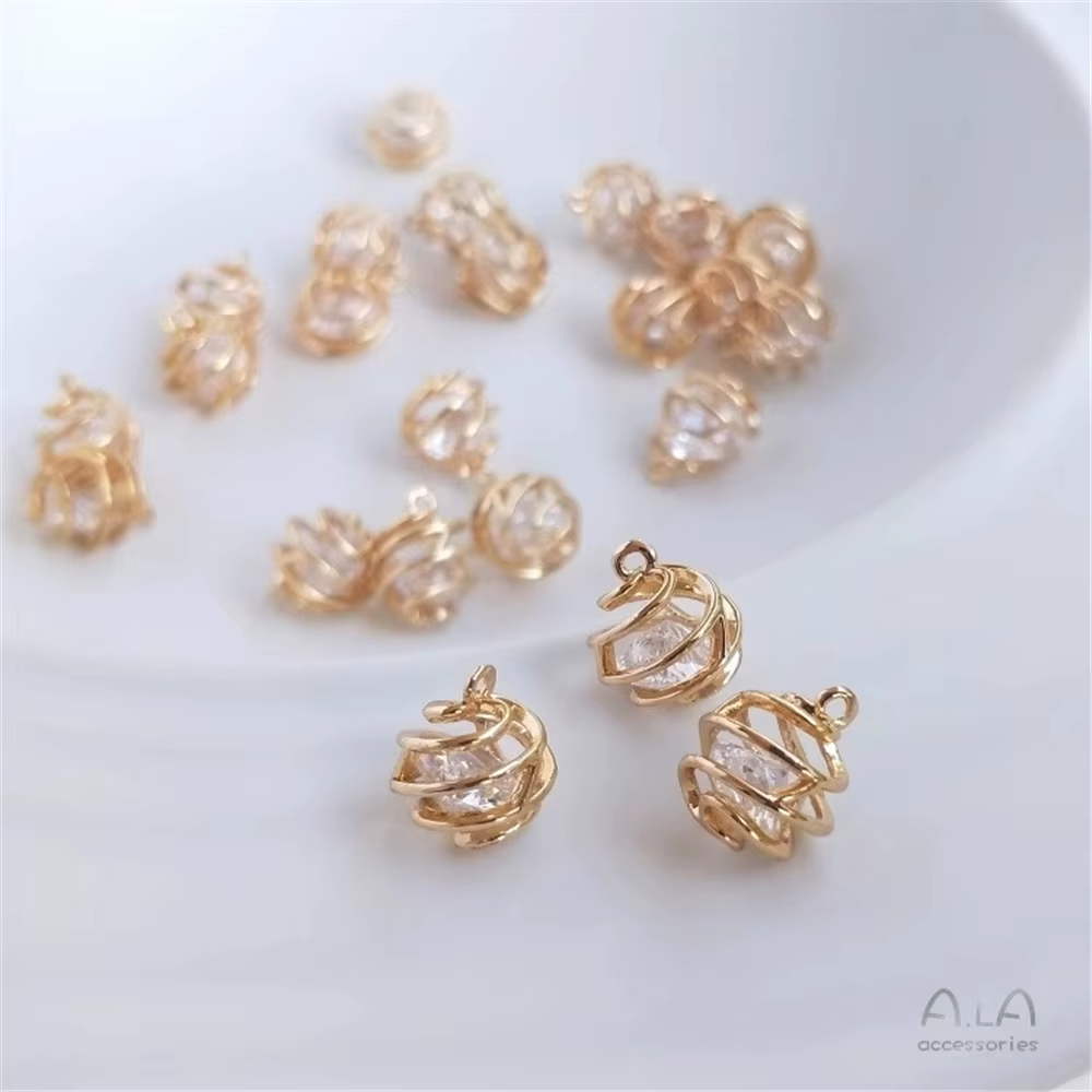 Accessoires préservatifs de couleur or 14K, sac boule en maille, grand pendentif en Zircon, Bracelet