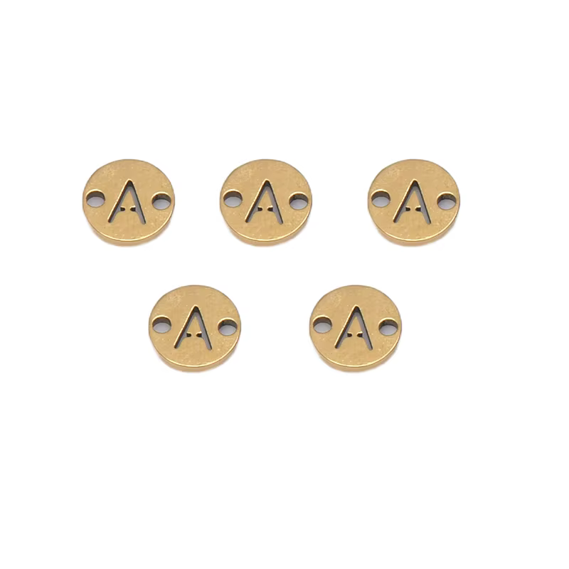 Breloques à maillons Alphabet en acier inoxydable, 5 pièces, 6mm, connecteur de pendentif lettre de