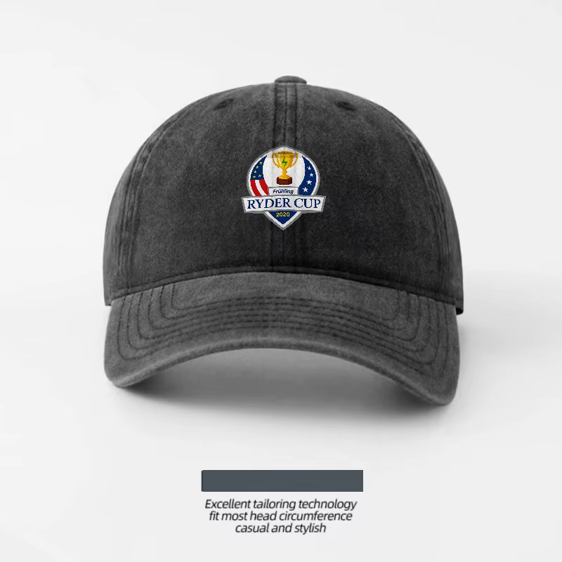 Casquette de baseball en coton lavé avec logo Ryder Cup, design respirant, coupe classique, unisexe,