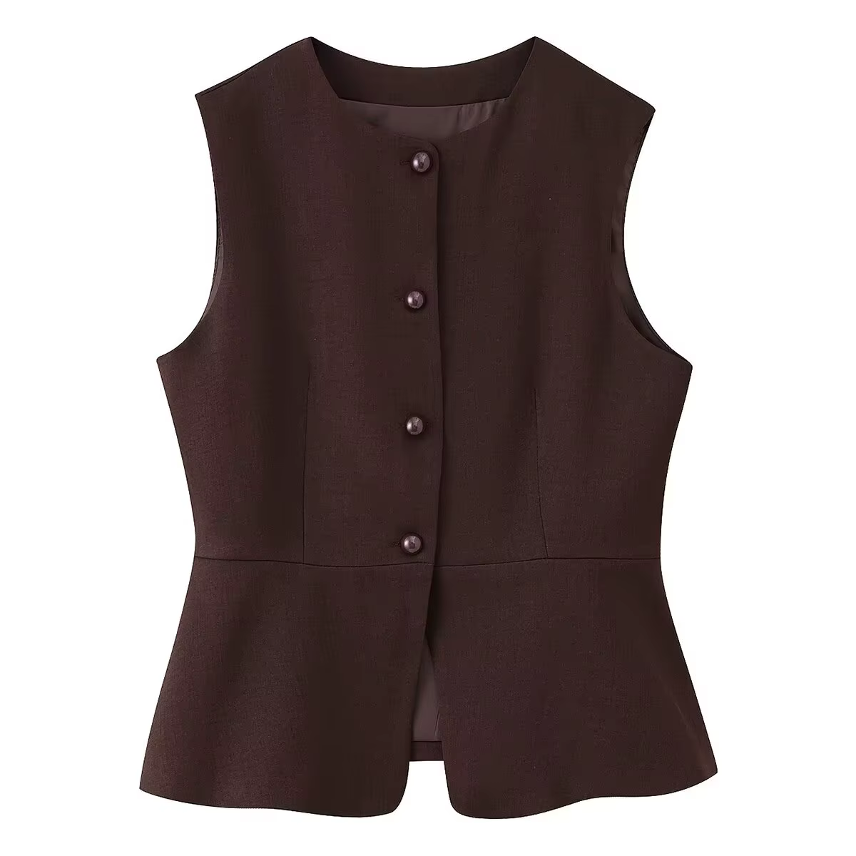 Nouveau Gilet Élégant Femme 2026 Col Rond Sans Manches Taille Cintrée Gilet Tendance Femme Tenue For