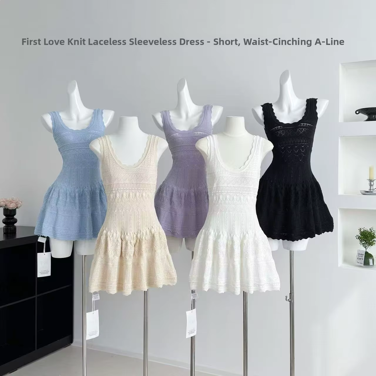 Robe Courte Tricotée Élégante pour Femme, Robe Portefeuille Ceinturée Tendance, Design Jupe Droite P