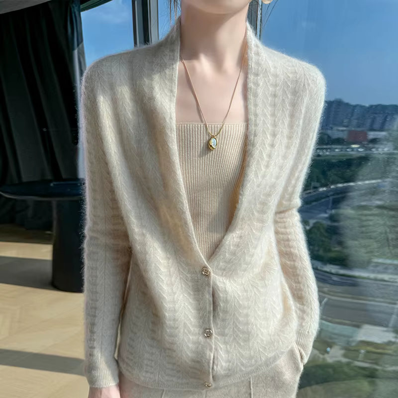 Col écharpe femmes Cardigan hauts automne hiver nouveau Chic 100% laine mérinos pull gracieux femme