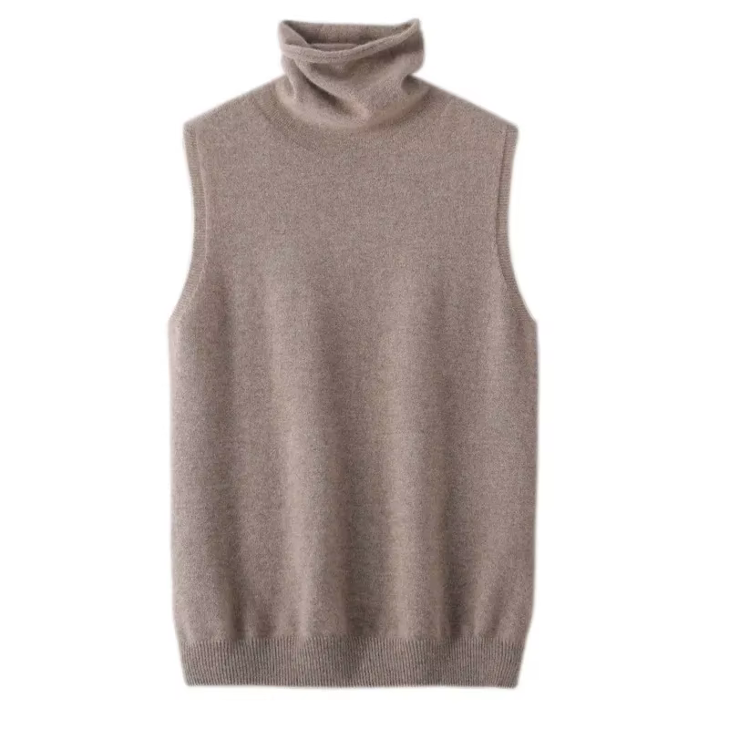 Pull en laine tricoté à col haut, à la mode, manches courtes, coupe cintrée, gilet pour femmes, nouv
