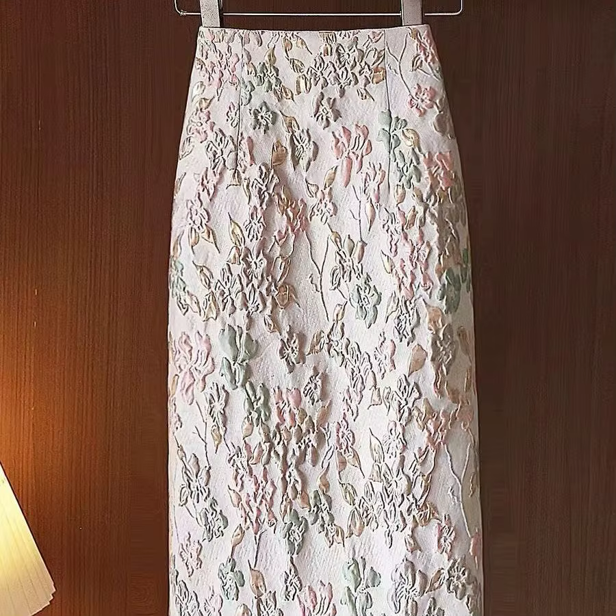 Jupes florales pour femmes coréen Jupe 2025 Faldas Mujer De Moda taille haute a-ligne mode Saia fend
