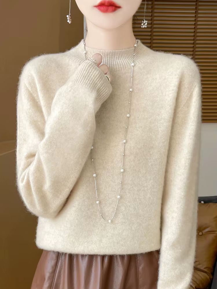 Pull élégant de Style basique pour femmes, tricot 100% laine mérinos, chaud, solide, décontracté, am