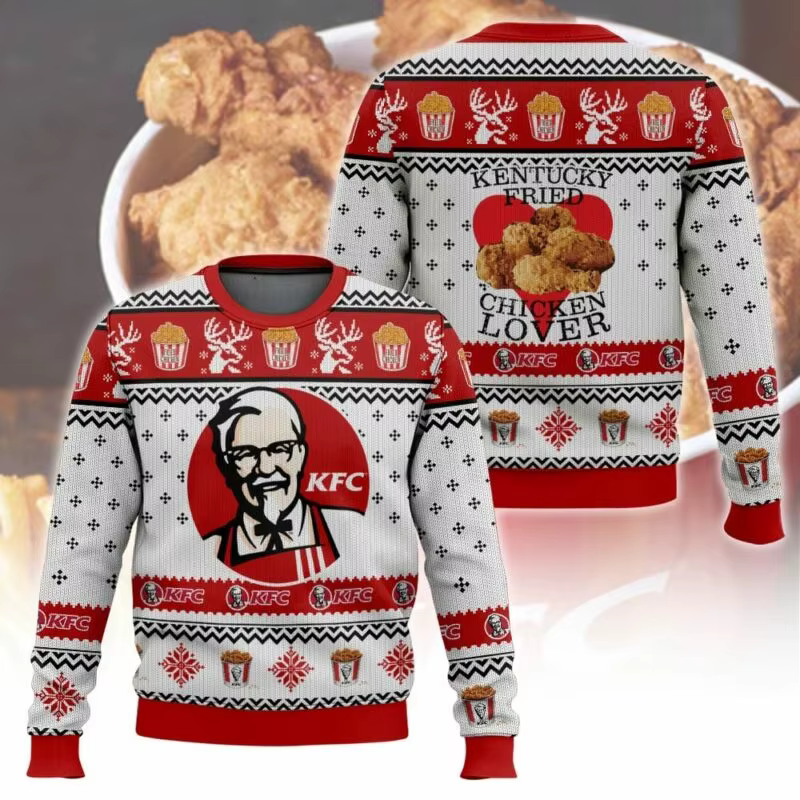 Pull laid de noël KFC grand-père neige arbre de noël cerf motif de vacances produits chauds conforta