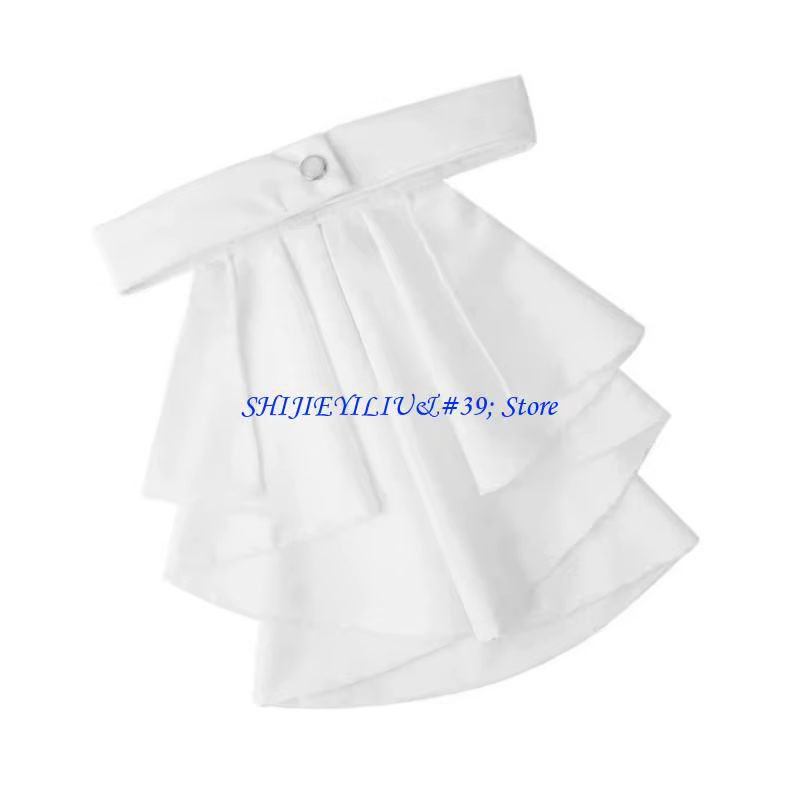 E21F – cravate blanche élégante à volants, col Jabot pour Costumes médiévaux
