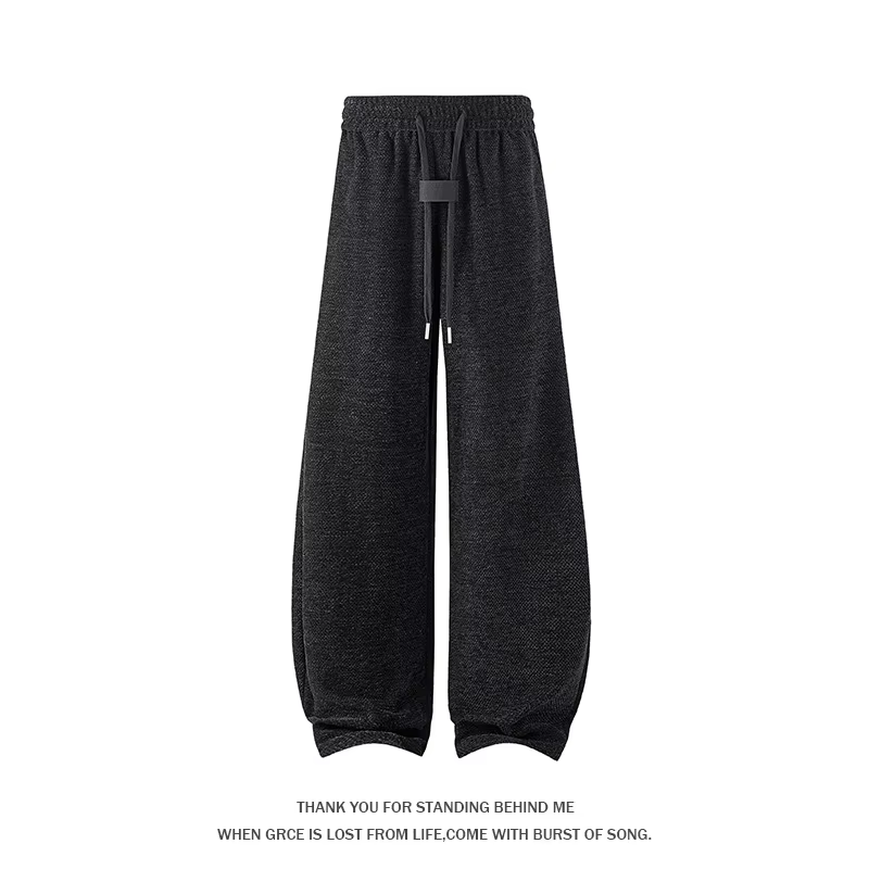 Pantalon de jogging en maille pour homme, coupe large, avec cordon de serrage, taille élastique, sty