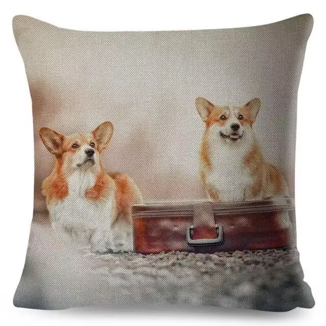 Juste de coussin imprimé chien Welsh Corgi Pembroke, taie d'oreiller mignonne, décoration d'animal d
