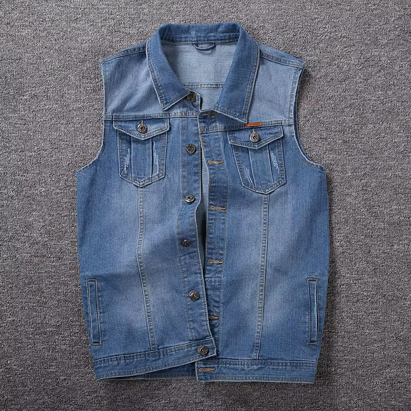 Large size men's denim vest plus size stretch sleeveless top loose waistcoat motorcycle waistcoat ja