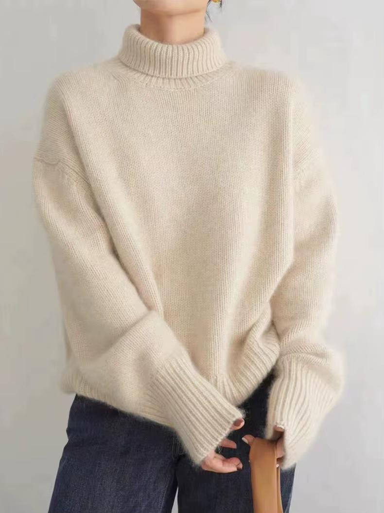 Pull à col roulé 2023 pur cachemire pour femme, pull ample, pull en laine épaissie, fond paresseux,
