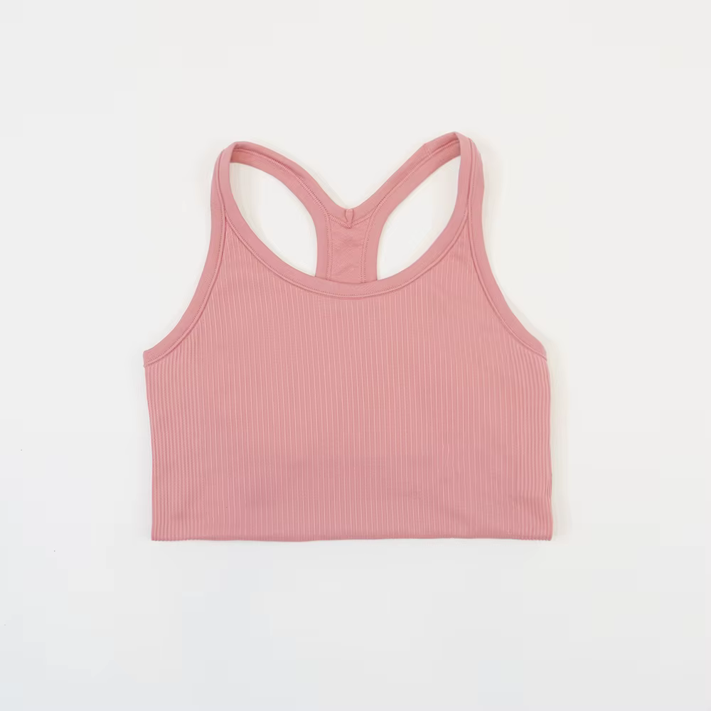LULU FLORA base extérieure longue sans manches dos nu, coupe ajustée avec coussin de poitrine côtelé