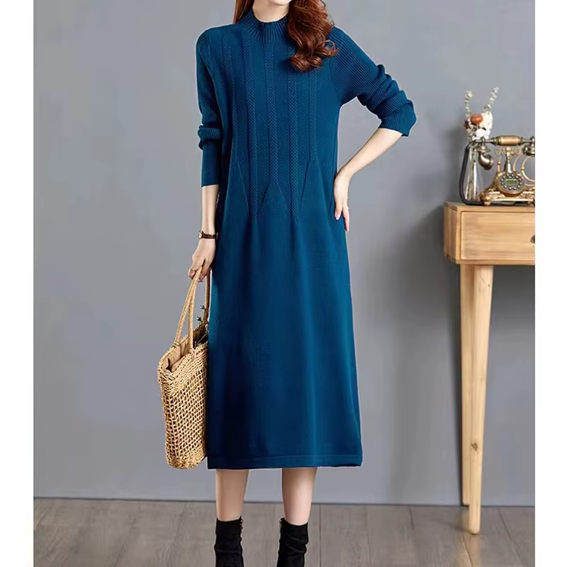 Tricot ample femme vêtements demi col roulé robe inférieure chaude automne hiver pull femme pull mi-