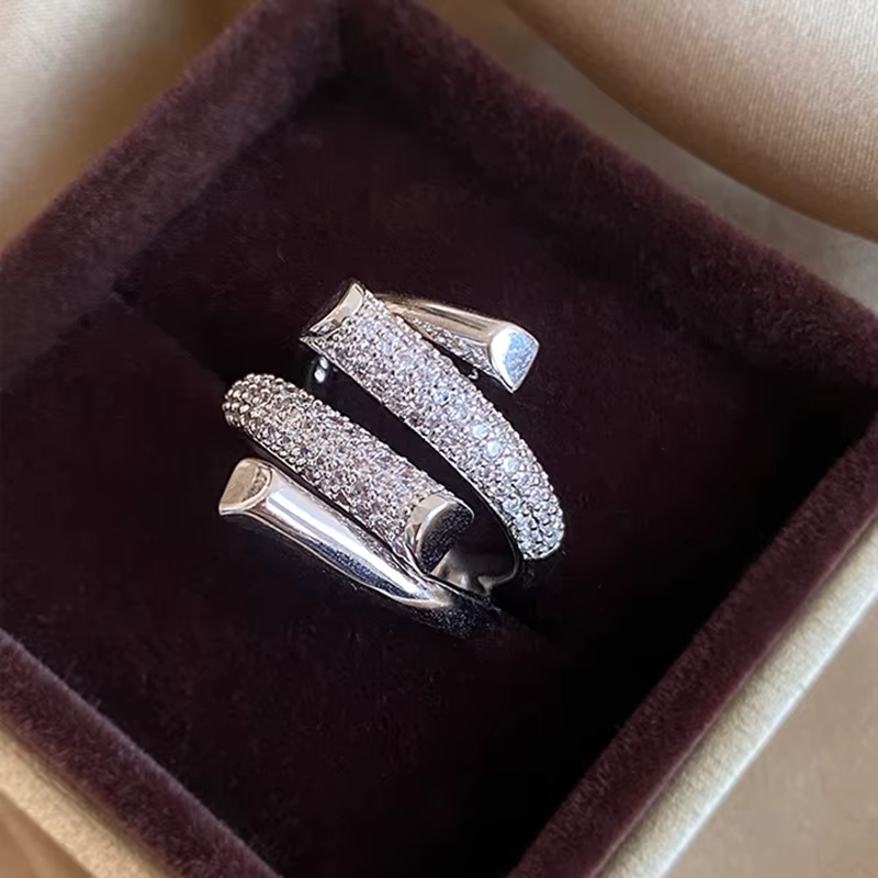 Bagues d'ouverture croisée en métal Zircon, nouveau Design européen et américain, Micro réglage, bij
