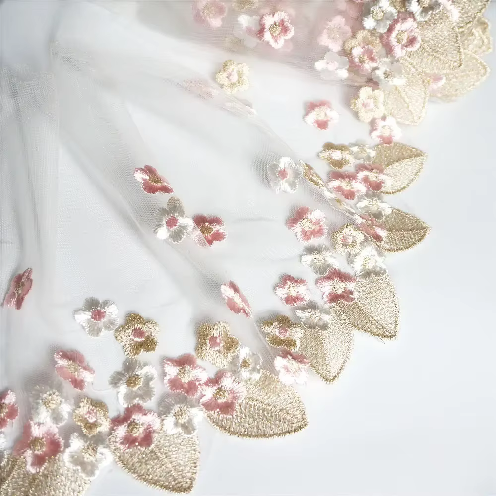 Patch de couture en maille de feuilles de fleurs brodées pour mariage, rose vintage, garnitures en d