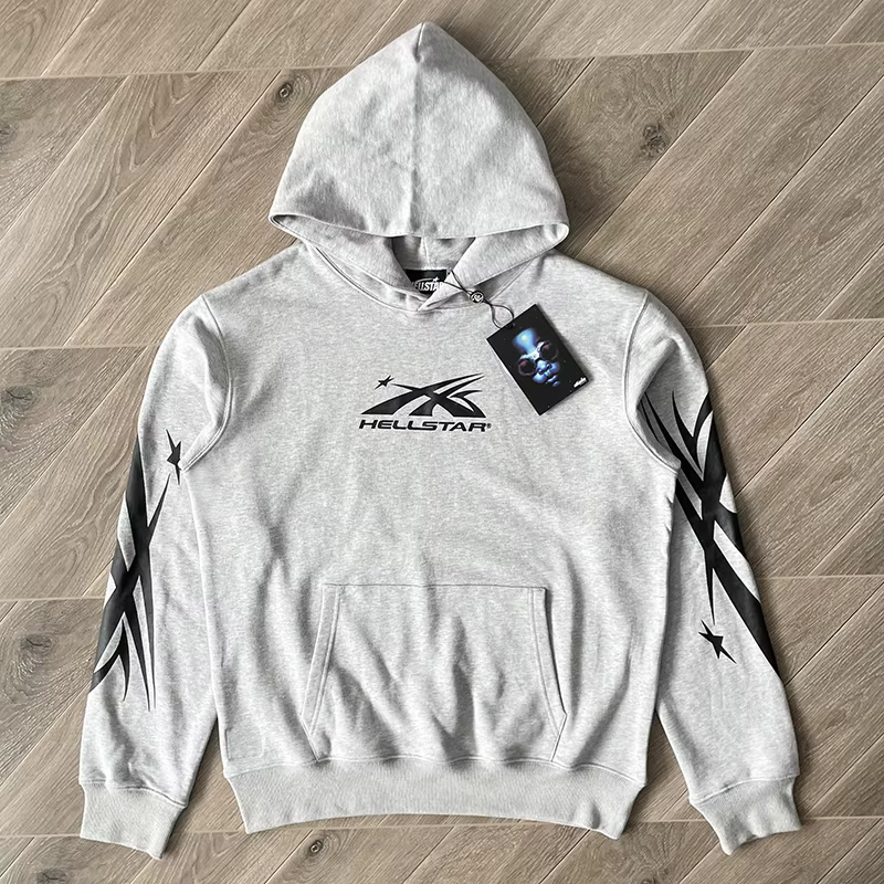 Sweat à capuche échantillon de pull gris fleur HS